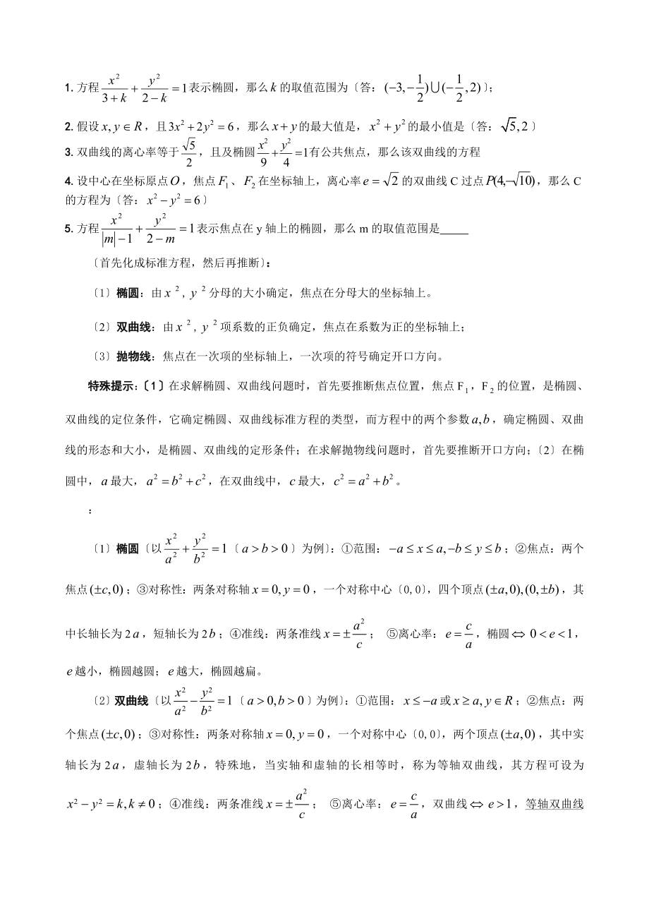 高考数学圆锥曲线知识点题型易误点技巧总结.docx_第2页