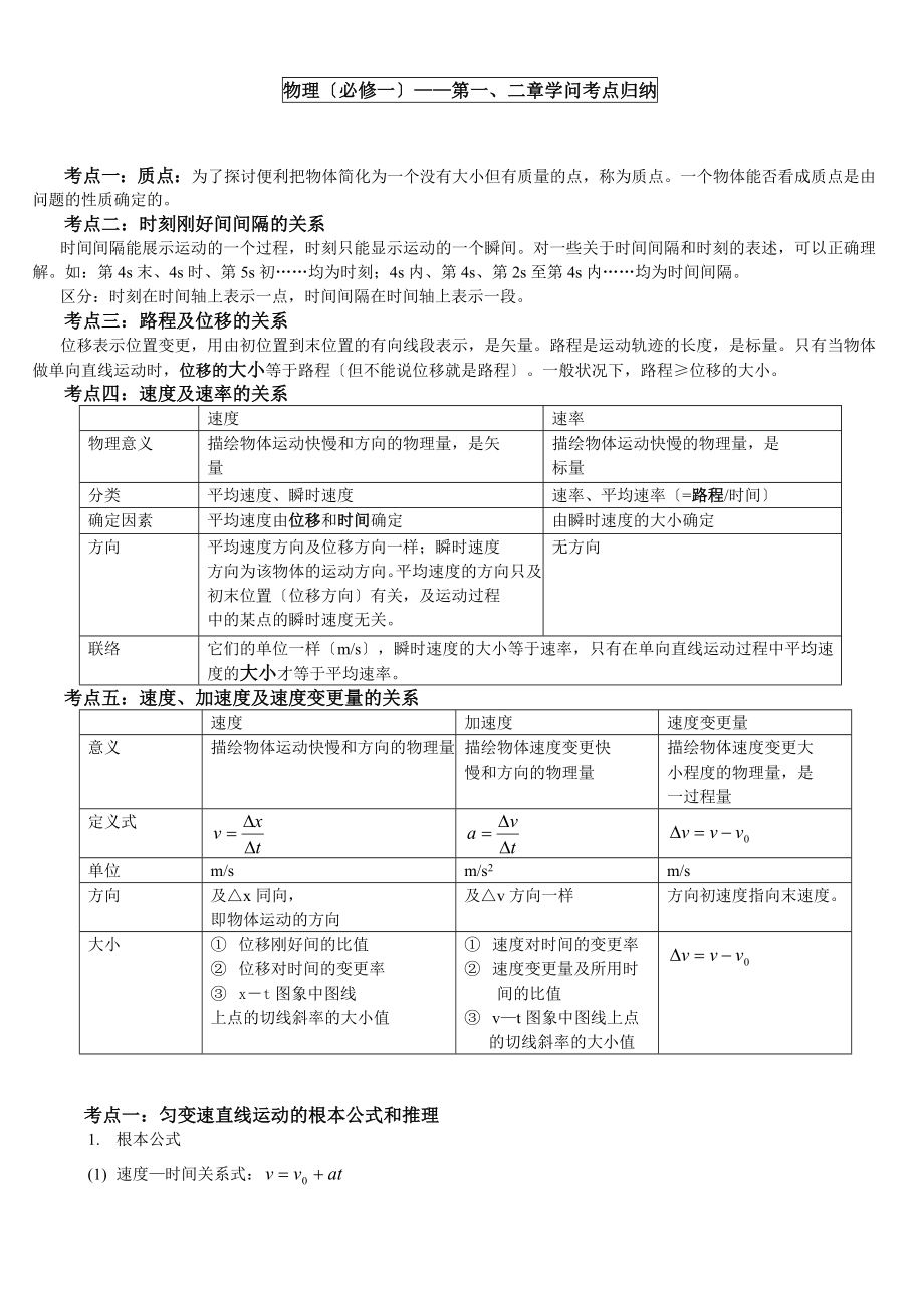 高中物理必修一第一章知识点梳理.docx_第1页