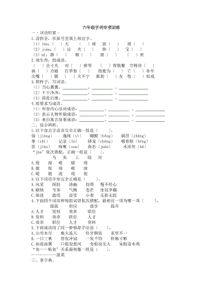 六年级字词专项训练附有答案.docx