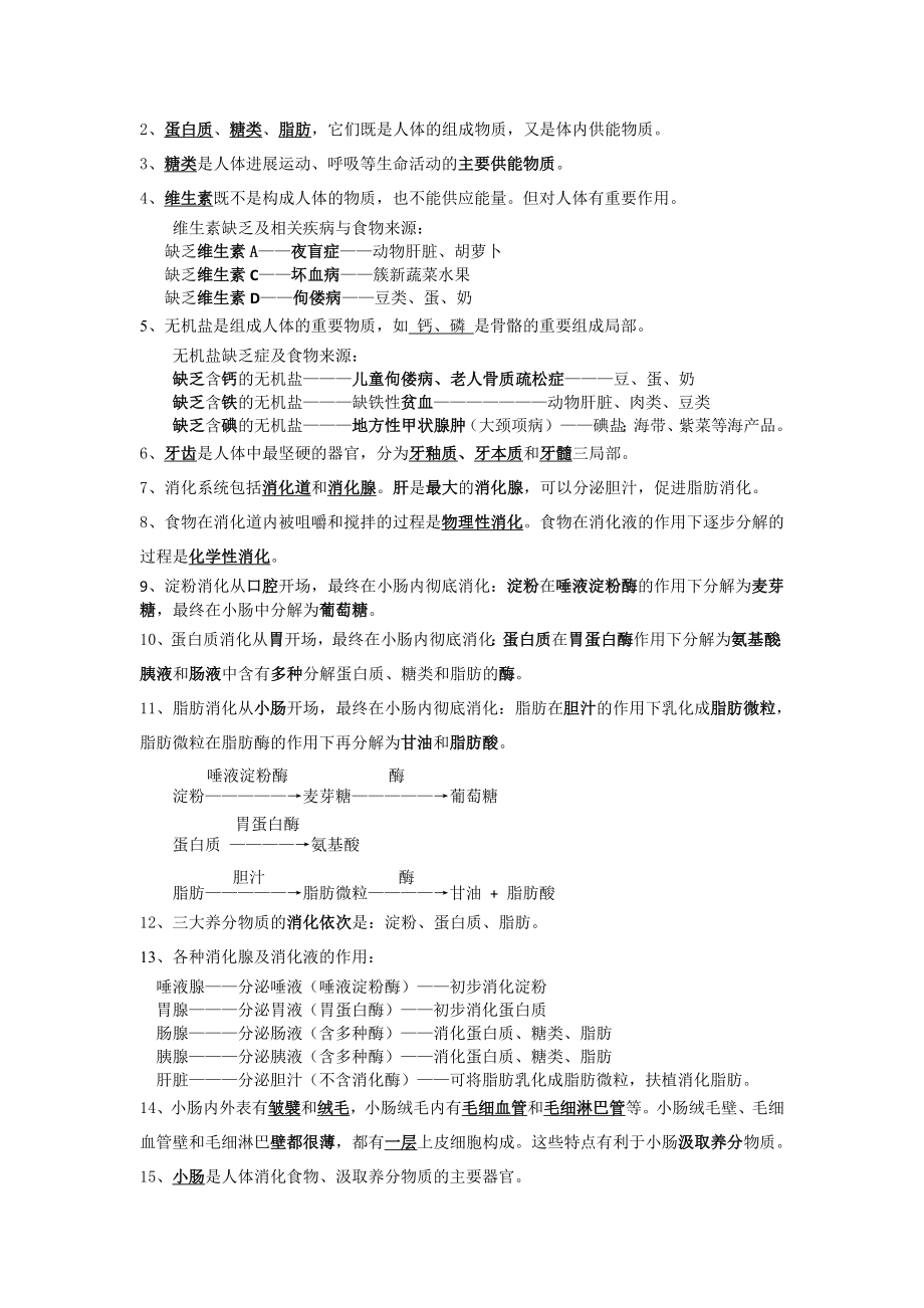 苏教版-七年级下册生物复习资料.docx_第2页