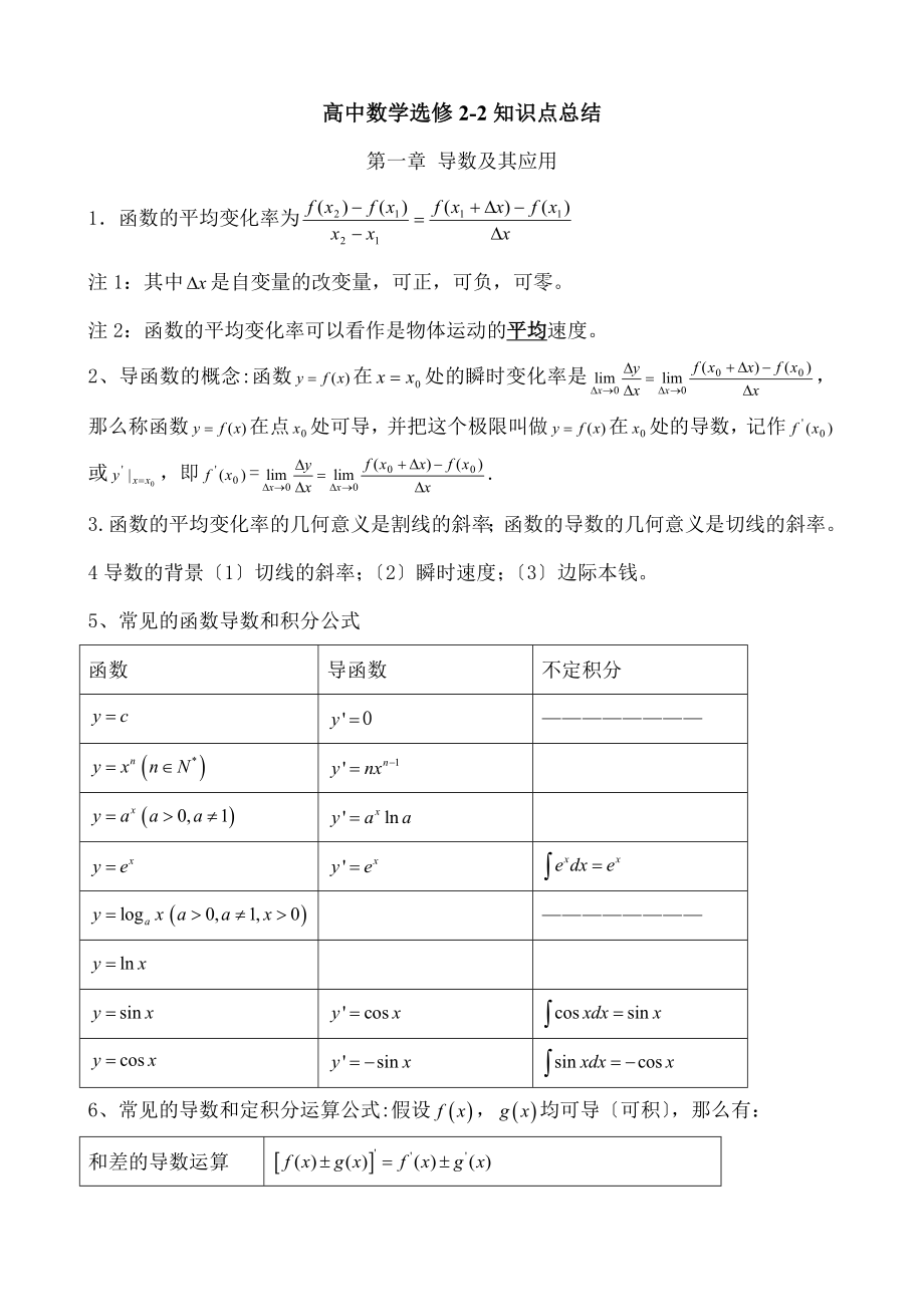 教版高中数学知识点总结：新课标人教A版高中数学选修2-2知识点总结.docx_第1页