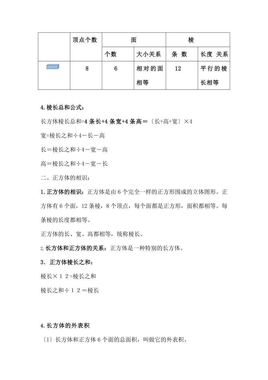 教版五年级下册数学第三单元《长方体和正方体的认识》知识点.docx_第2页