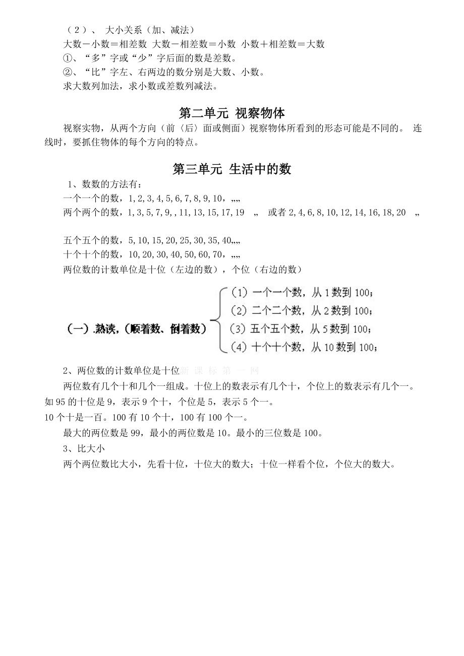 新北师大版一年级数学下册知识点1.docx_第2页