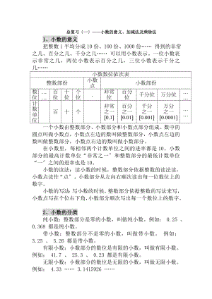 新思维小学数学浙教版五上知识点整理数与代数一.docx