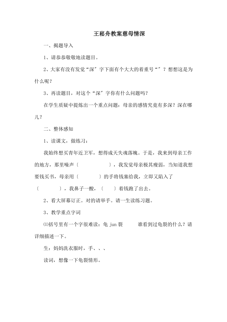 崧舟的《慈母情深》教案.docx_第1页