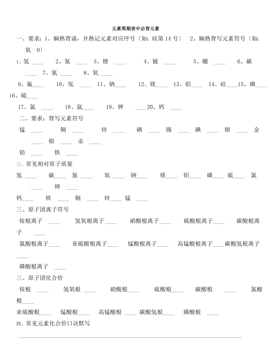 教版初中化学必背知识化学方程式填空.docx_第1页