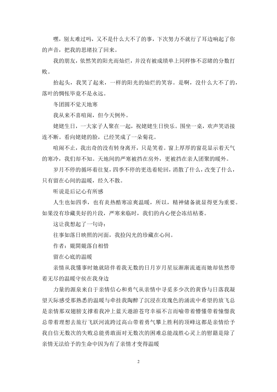 [留在心中的那份温暖600字]留在心中的那份温暖600字.docx_第2页