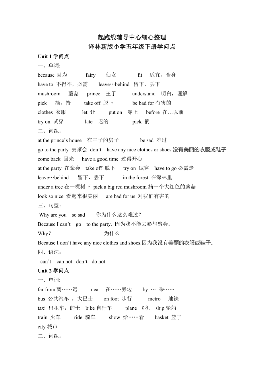 新版译林英语五年级下册知识点整理1.docx_第1页