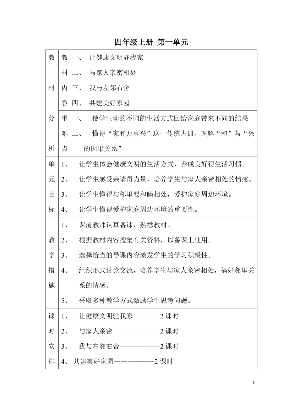 泰山版四年级上册品德与社会教案.doc_第1页