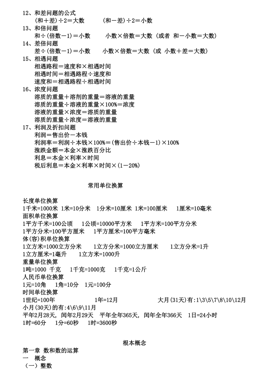 小学六年级数学总复习资料一1.docx_第2页