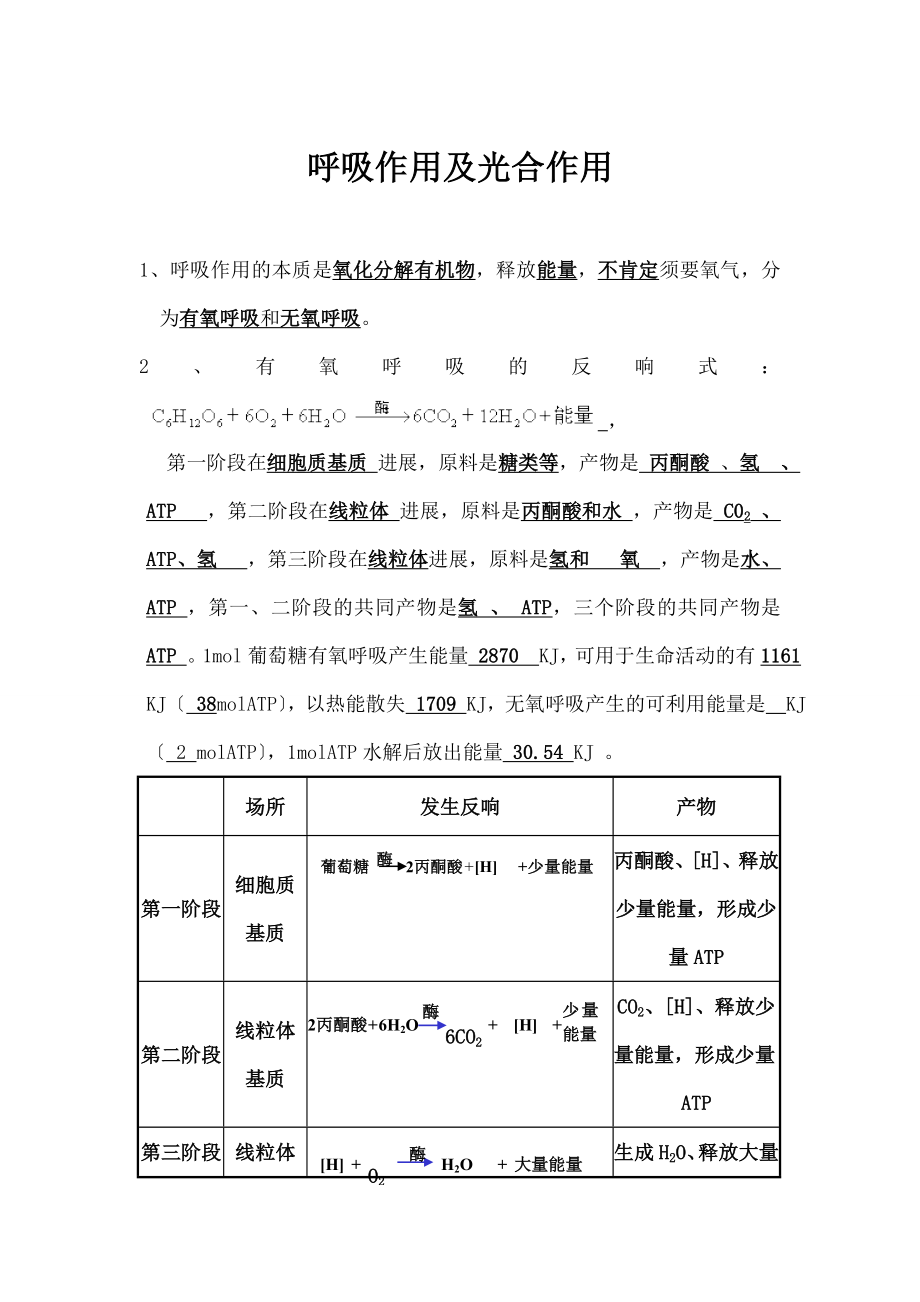 考生物知识点---光合作用和呼吸作用.docx_第1页