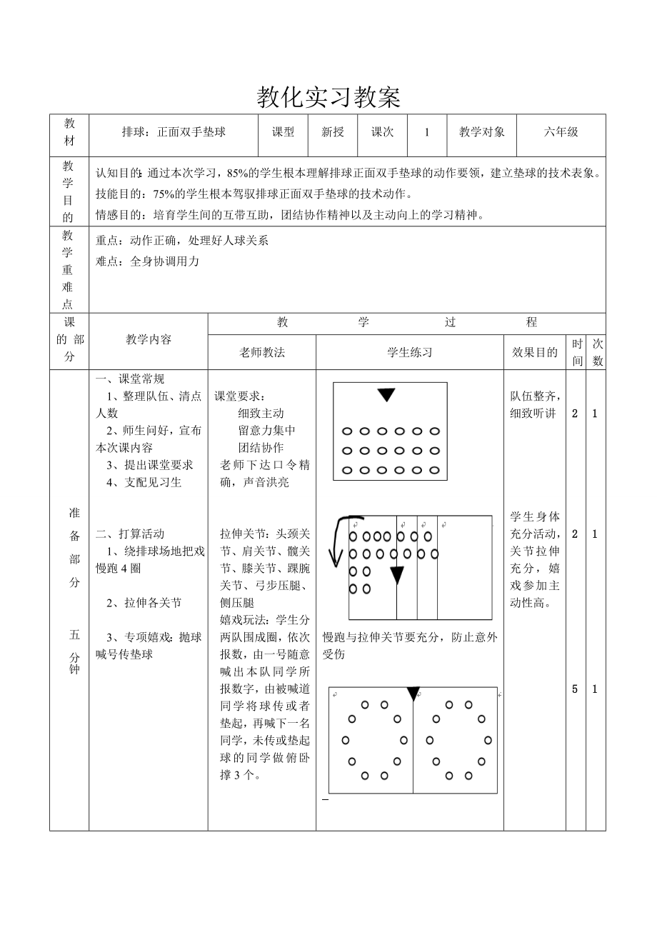 小学排球教学教案.docx_第1页