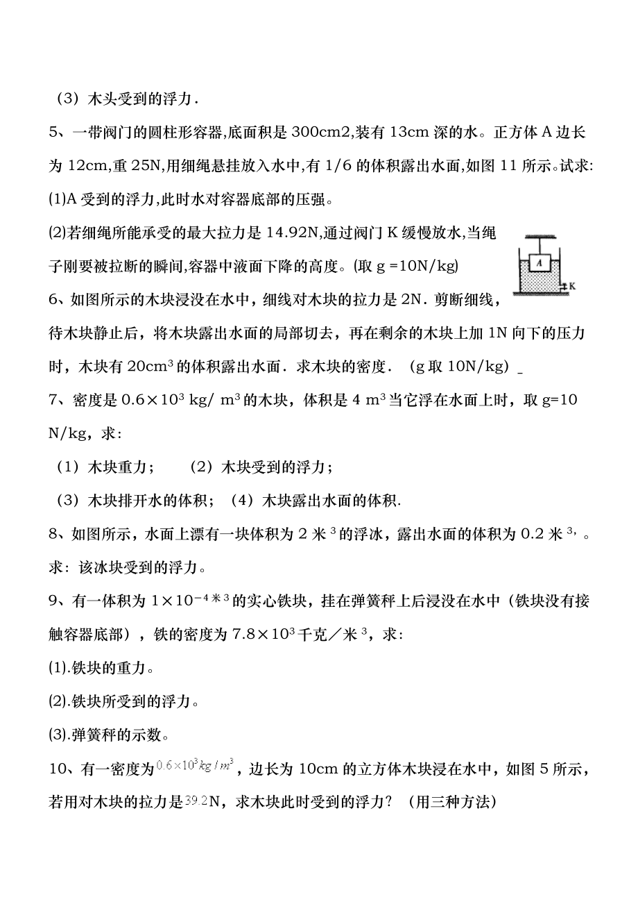 八年级物理浮力计算题含复习资料辅导班专用.docx_第2页