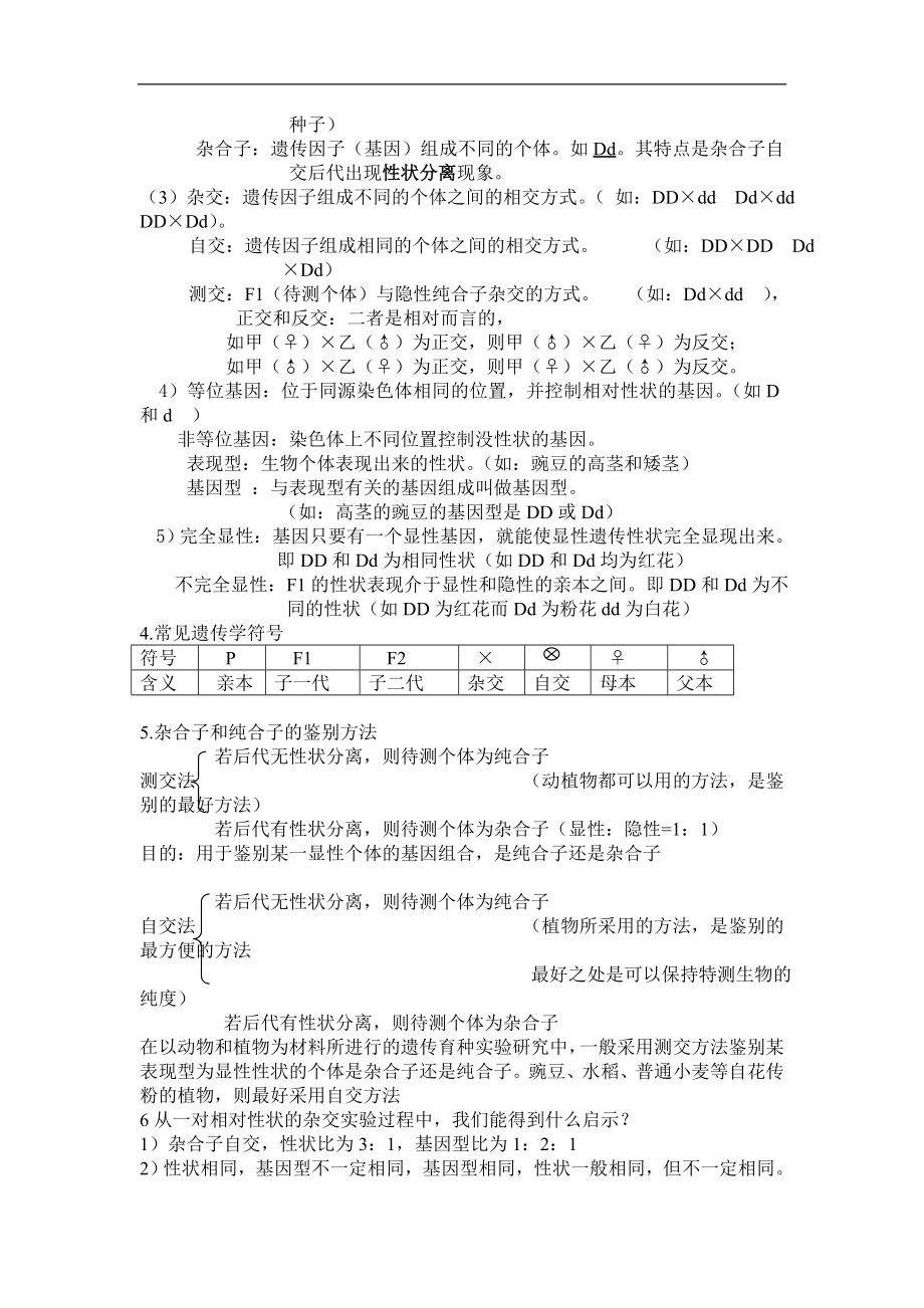 高中生物知识点归纳总结必修二.doc_第2页