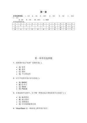 算法与程序设计第一章单选题-多选-答案.docx