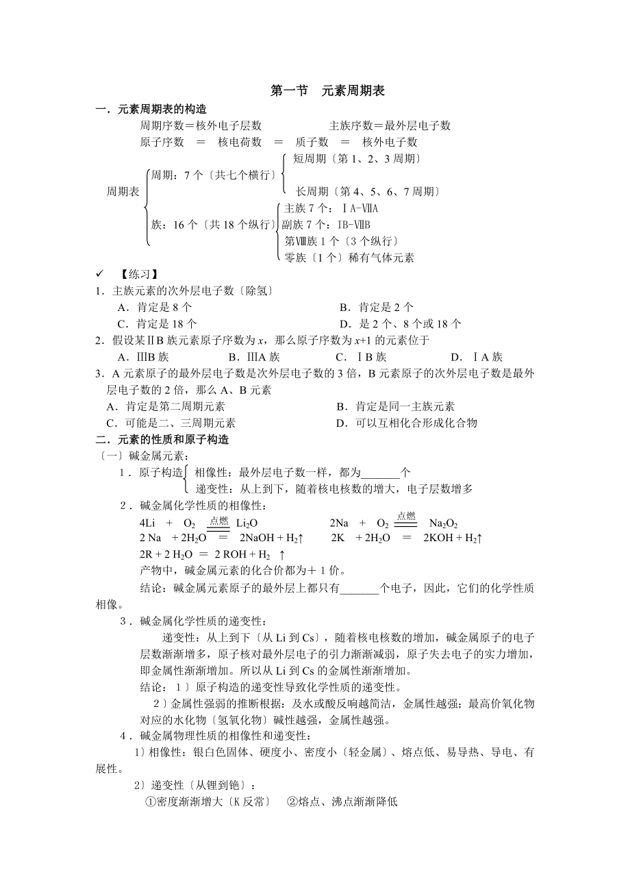 精高中化学元素周期表知识点详解.docx_第1页