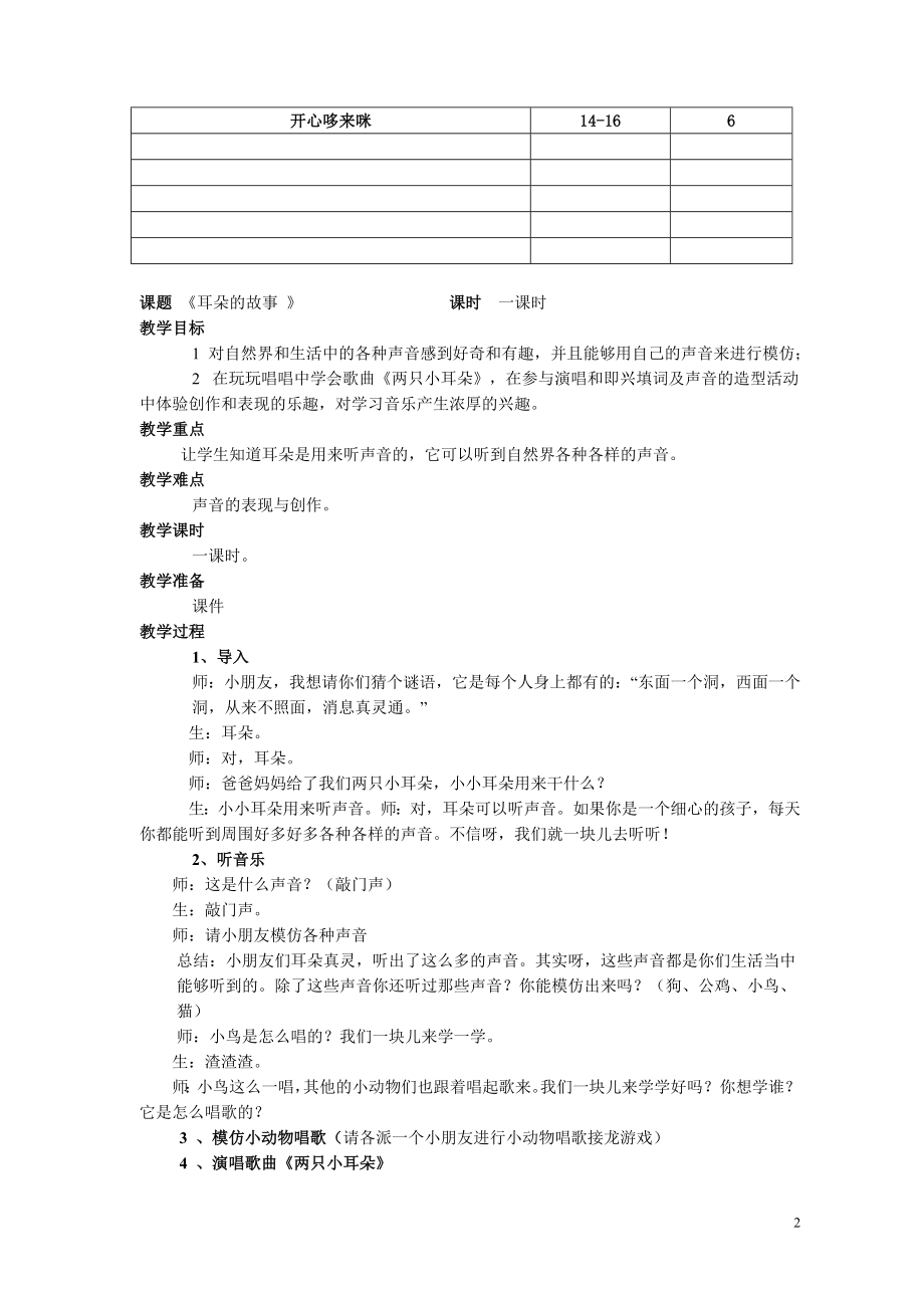 湘教版音乐一年级上册教案全册.doc_第2页