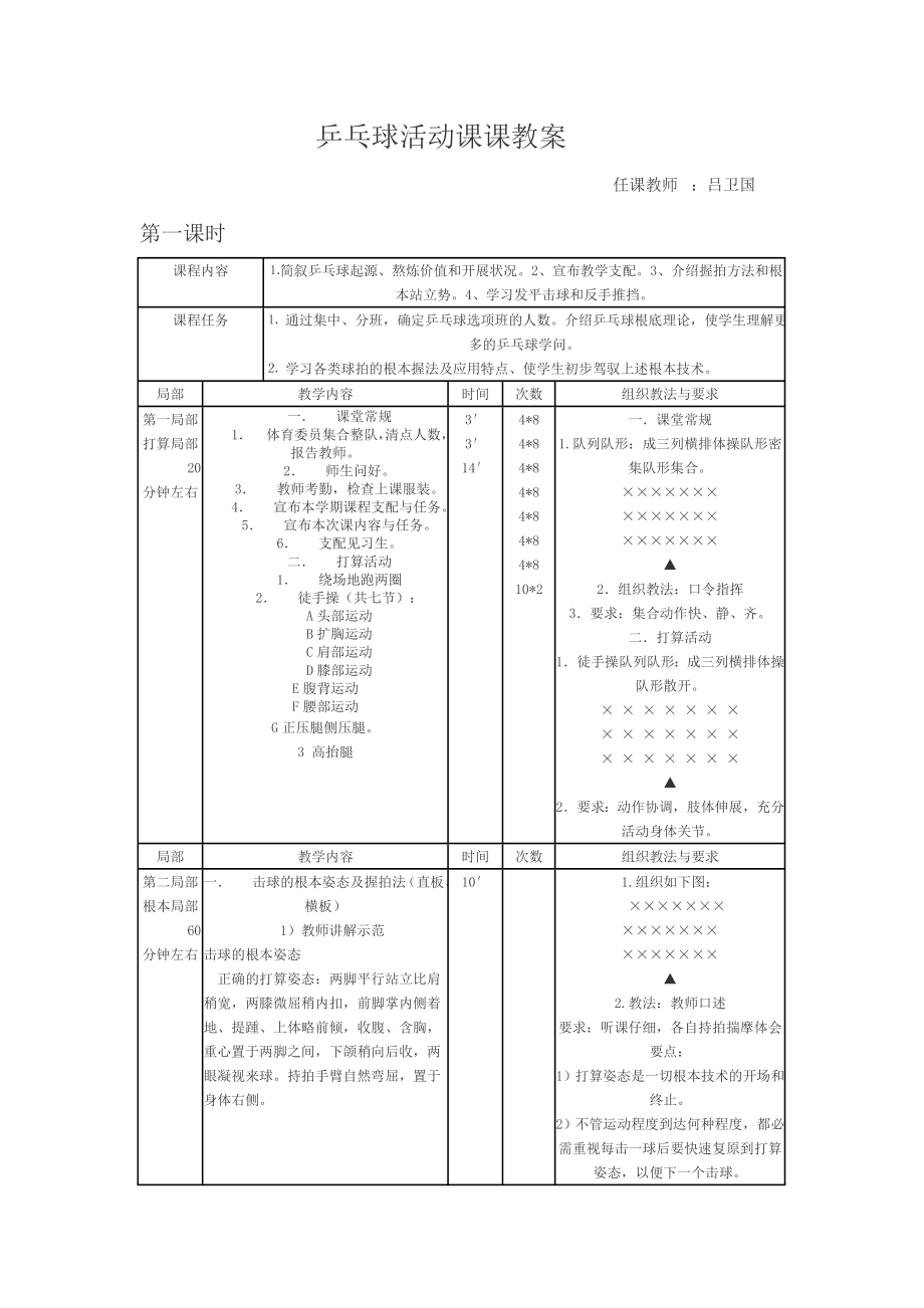 乒乓球校本课程教案34634.docx_第1页