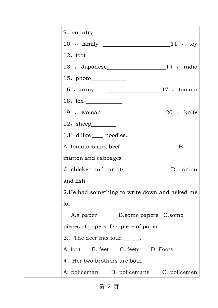 可数名词与不可数名词-讲义+练习题.docx_第2页