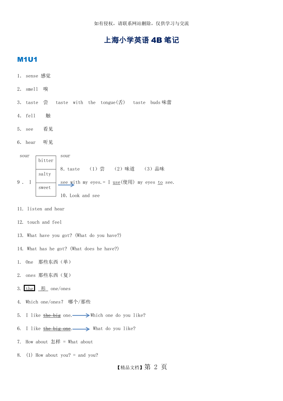 上海小学英语四年级(下)4B全笔记.doc_第2页