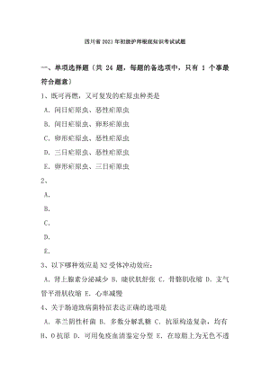 四川省2016年初级护师基础知识考试试题.docx