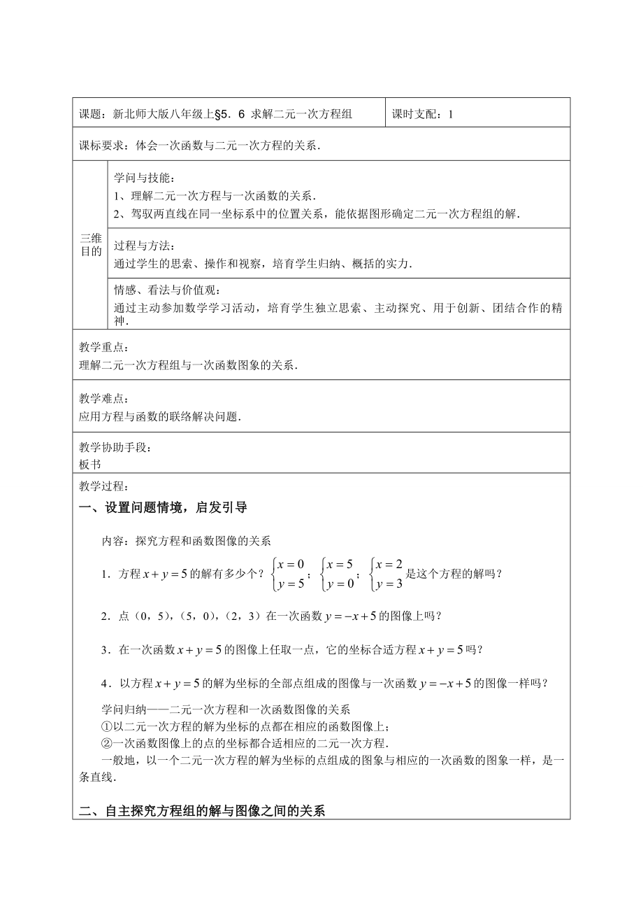 教案二元一次方程与一次函数.docx_第1页