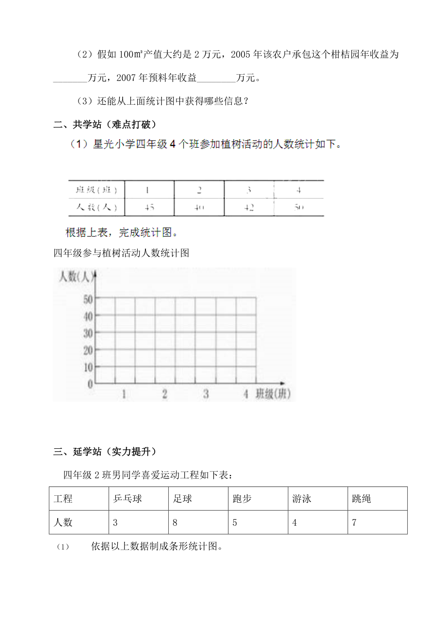 四年级数学上册六条形统计图学案无答案西师大.docx_第2页