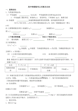 南高中物理学业水平考试公式及知识点总结(学生).docx