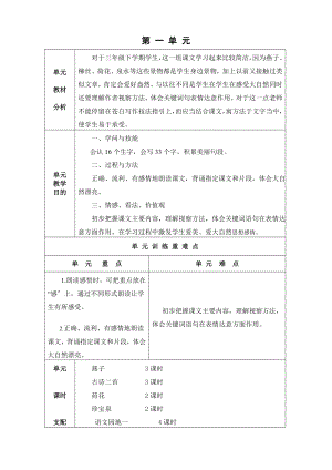 新人教版三年级语文下册第一单元教案.docx