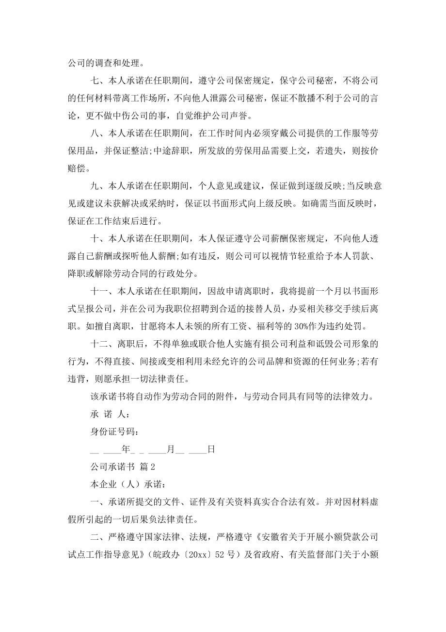 【精华】公司承诺书汇总6篇.doc_第2页