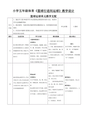 小学五年级体育篮球行进间运球教学设计.docx