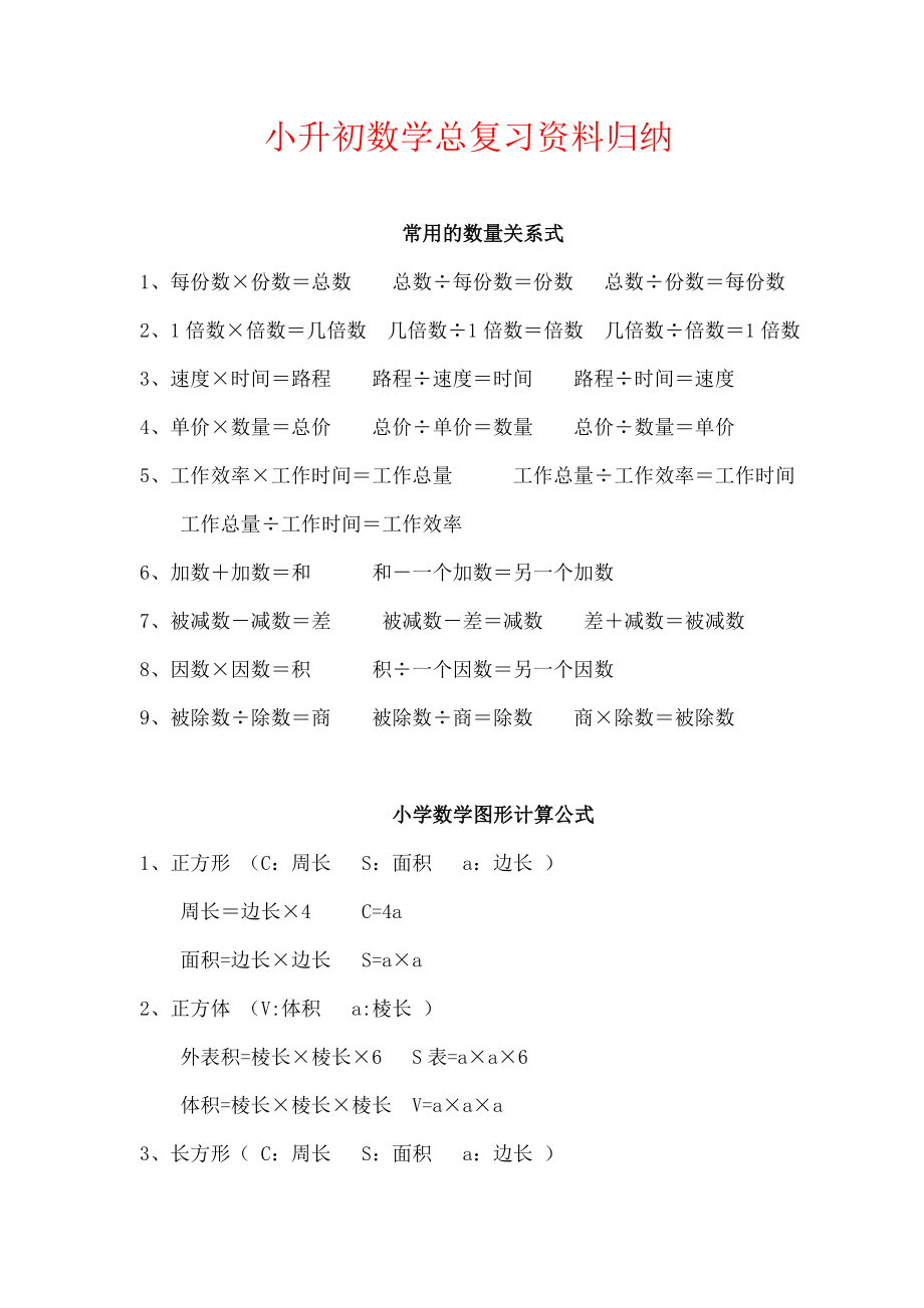 小升初数学总复习资料归纳小升初数学总复习资料归纳1.docx_第1页