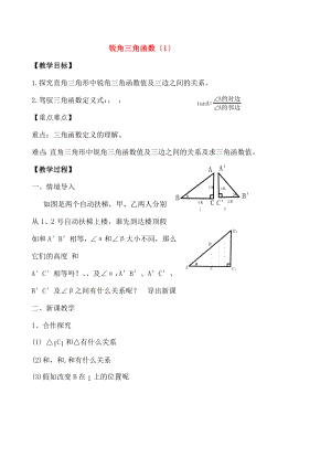 年级数学下册-解三角形锐角三角函数教案-人教新课标版.docx