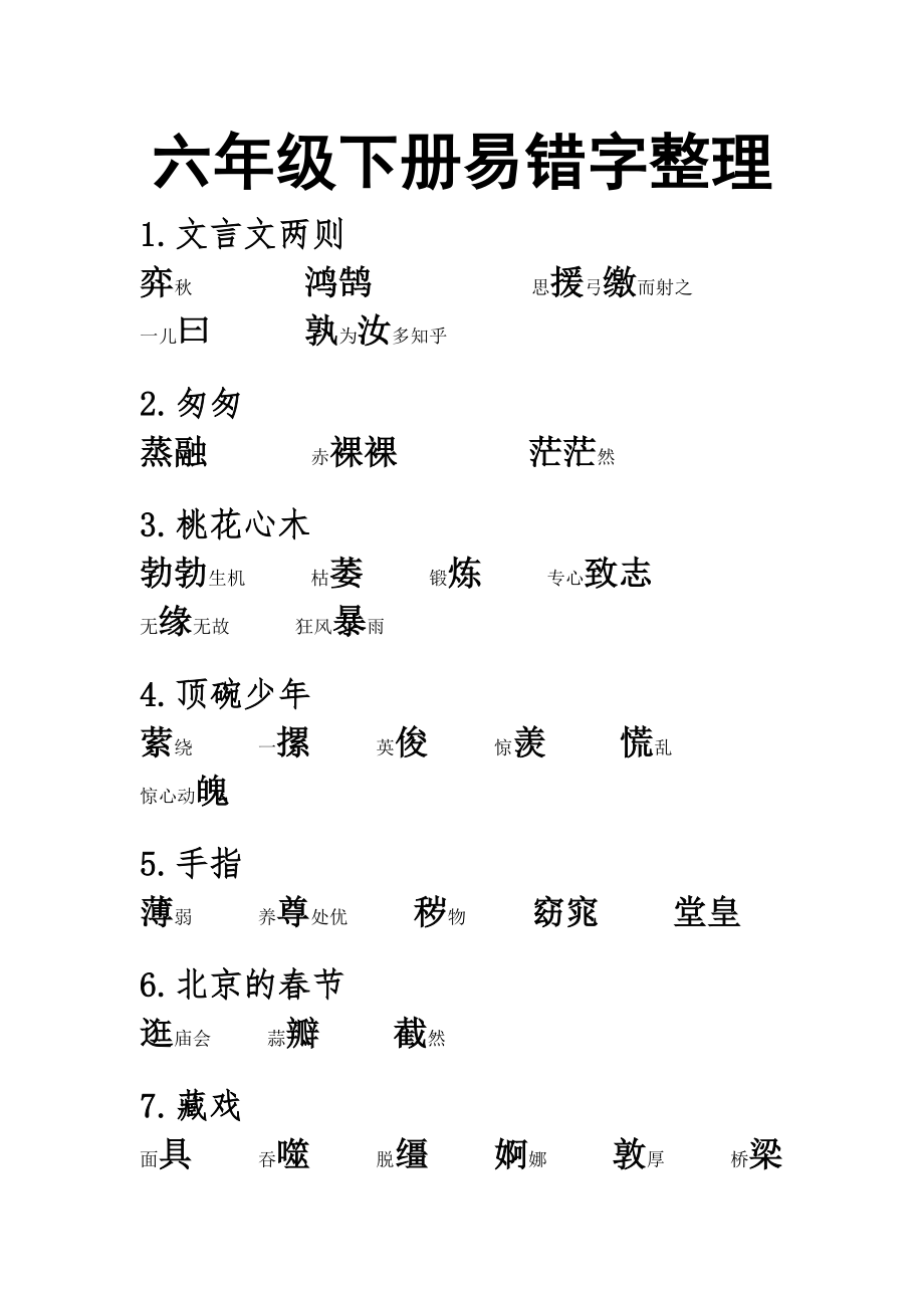 六年级下册语文易错字复习.doc_第1页