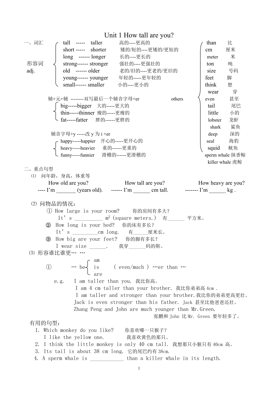 小学六年级英语下册知识点归纳及练习.doc_第1页