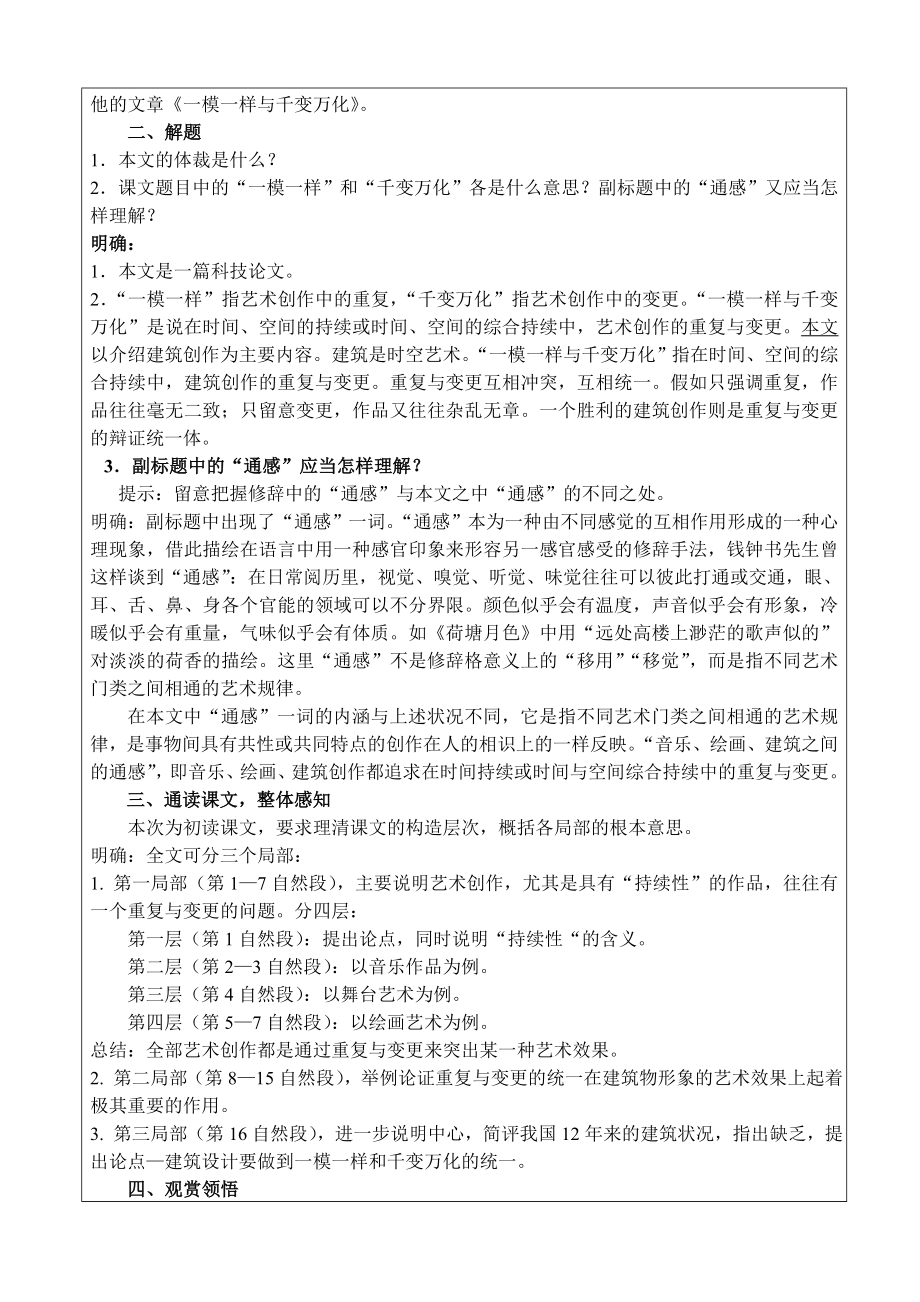 千篇一律与千变万化优质公开课教学设计教案.docx_第2页