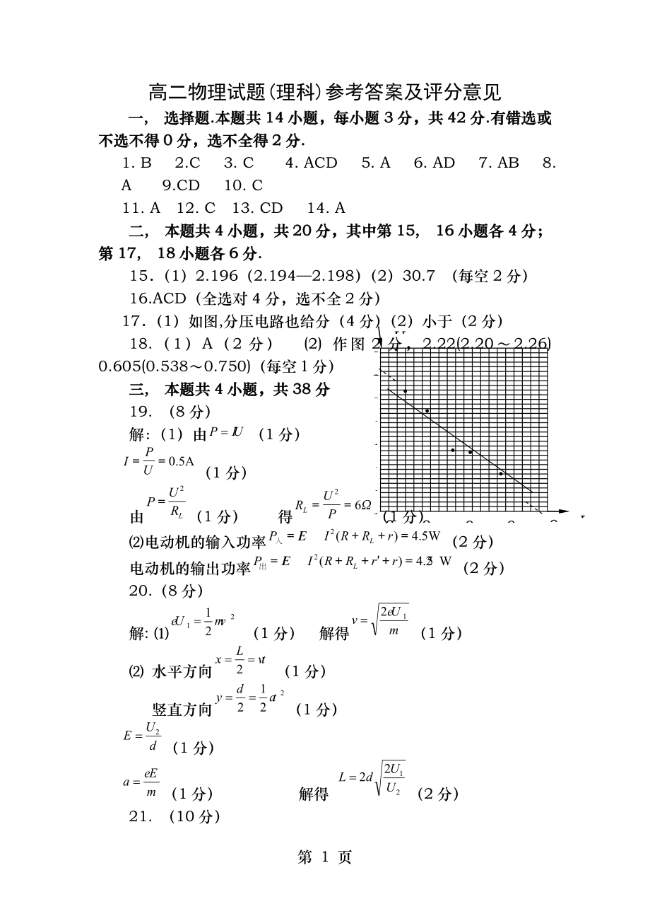 烟台市20132014学年第一学期高二期末考试高二物理含复习资料.docx_第1页