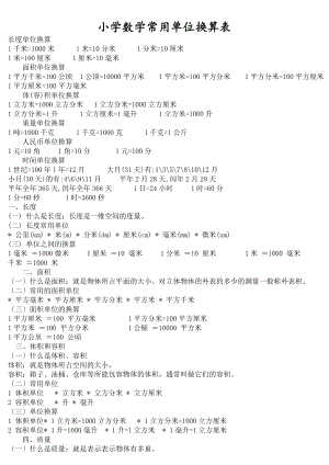 小学数学一到六年级基础知识总结大全版.docx