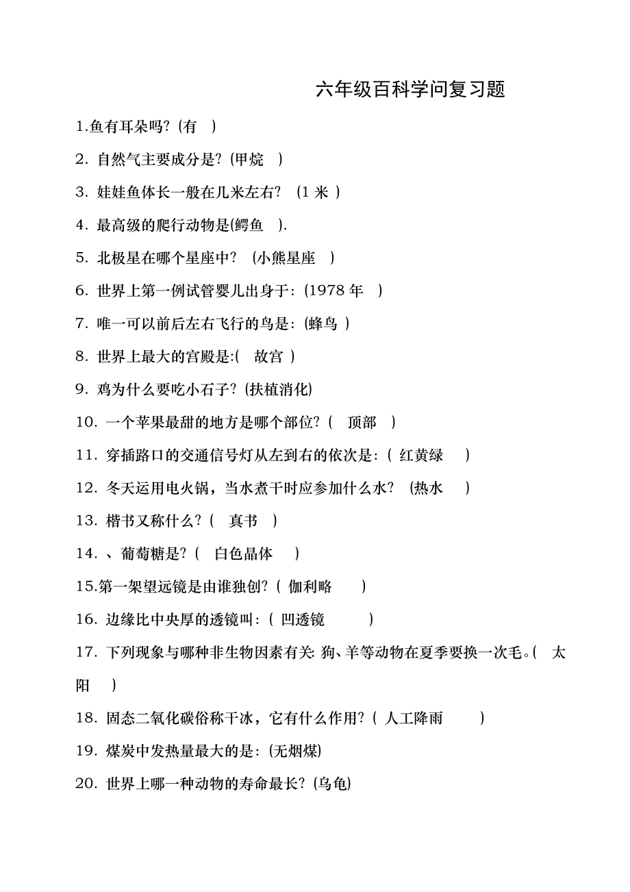 六年级百科知识复习题.docx_第1页