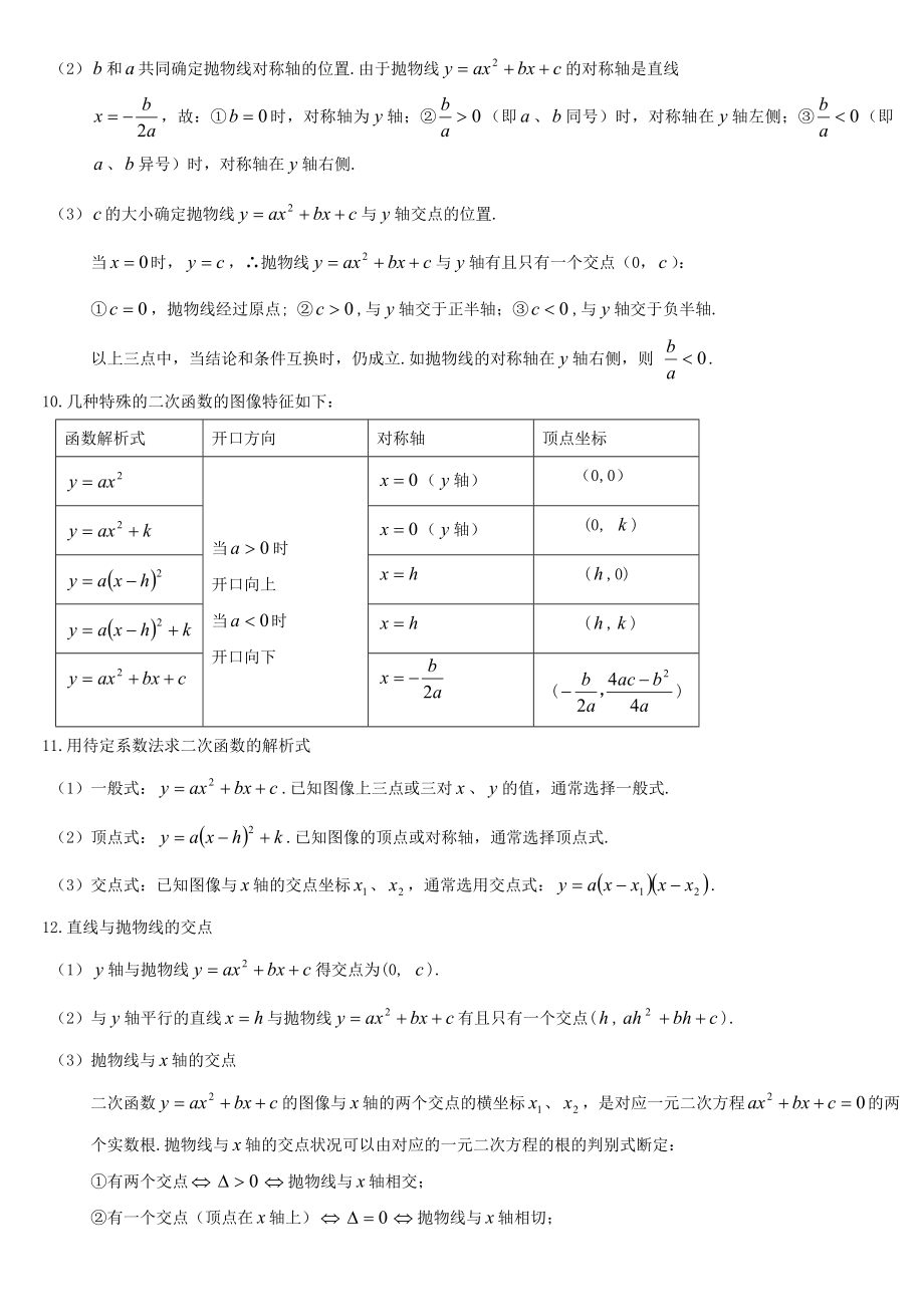 新北师大版九年级数学二次函数知识点归纳总结.docx_第2页