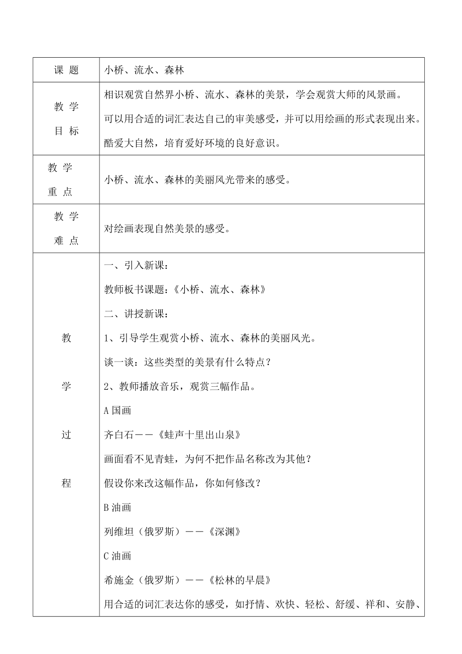 岭南版四年级全册美术教学设计1.docx_第1页