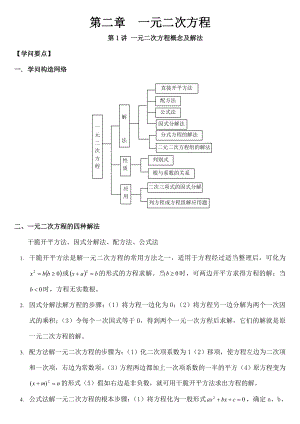 九年级数学一元二次方程带复习资料.docx