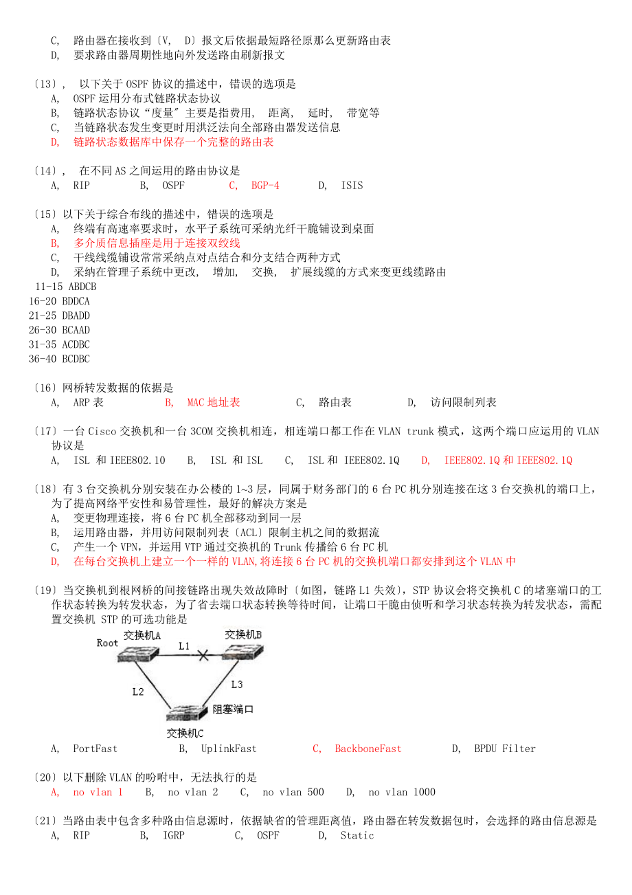 全国计算机等级考试四级网络工程师历年真题及答案汇编2008年4月2011年9月.docx_第2页