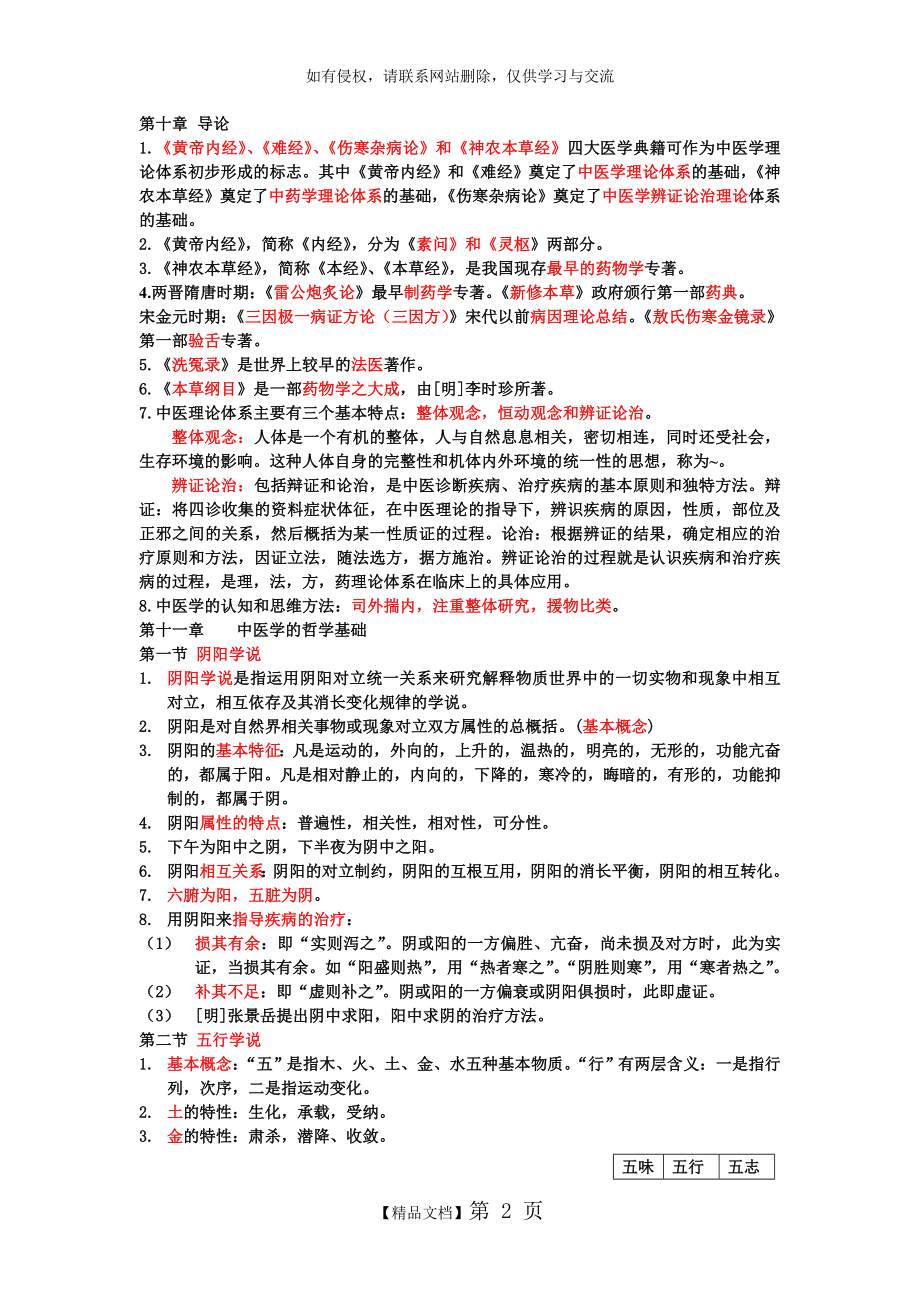 中医学 考试重点整理 口腔班.doc_第2页