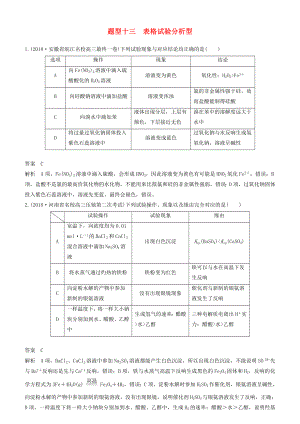 全国通用版2019高考化学总复习选择题热点特训十三表格实验分析型含答案.docx