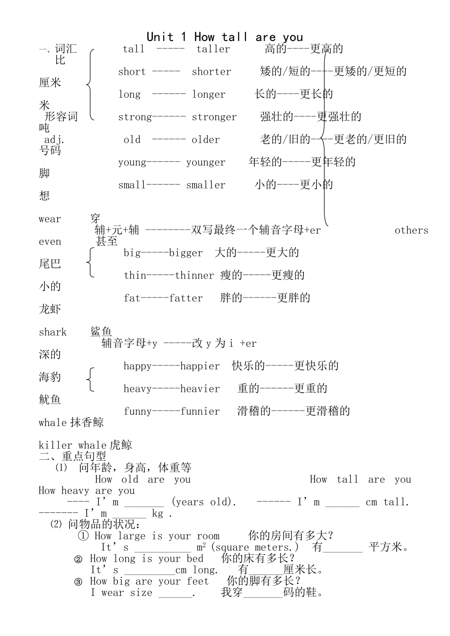 小学六年级英语下册知识点归纳及练习.docx_第1页