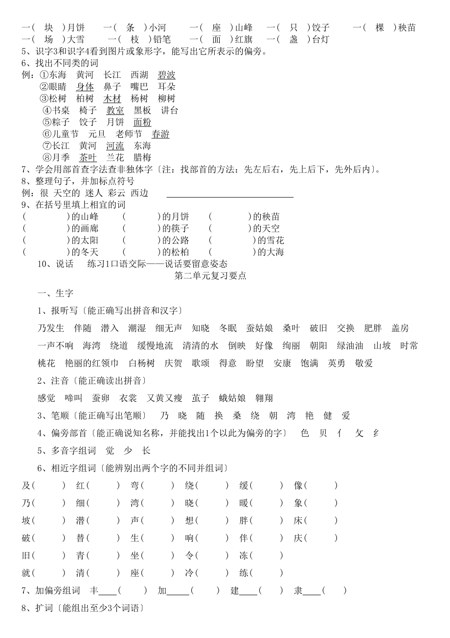 小学语文苏教版二年级下册单元知识点全.docx_第2页