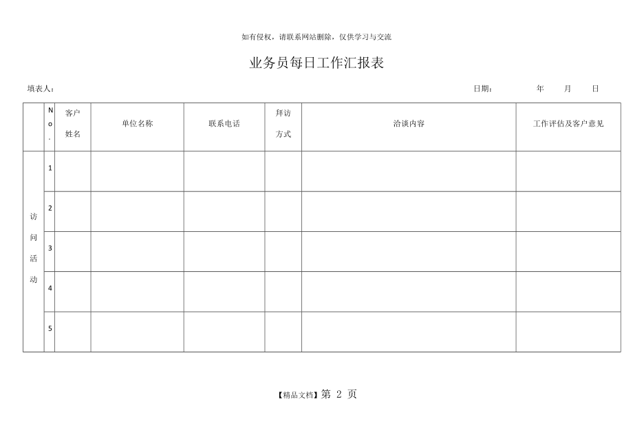 业务员销售员每日工作汇报表.doc_第2页