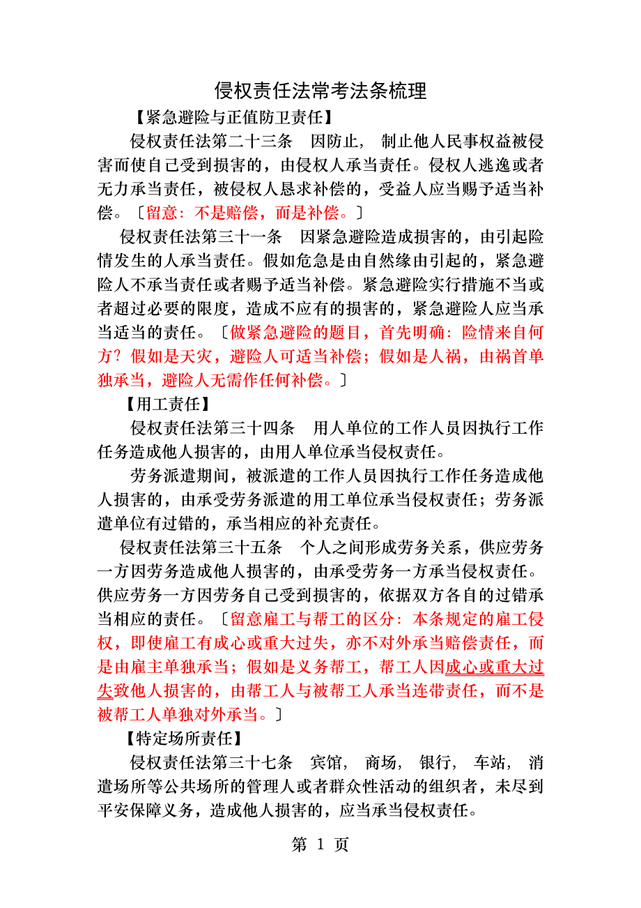 侵权责任法常考知识点.docx_第1页