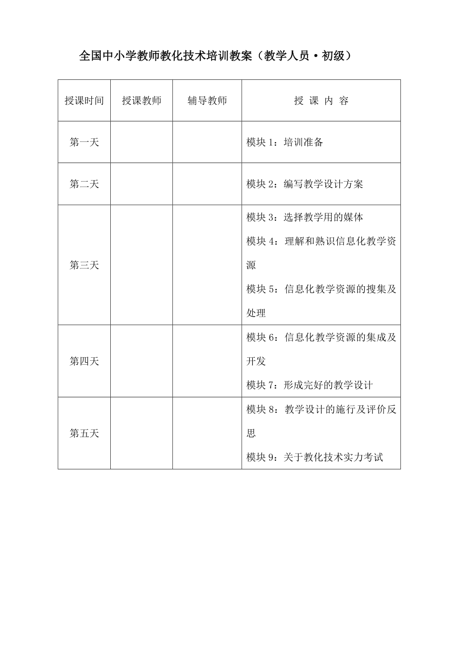 全国中小学教师教育技术培训教案.docx_第1页